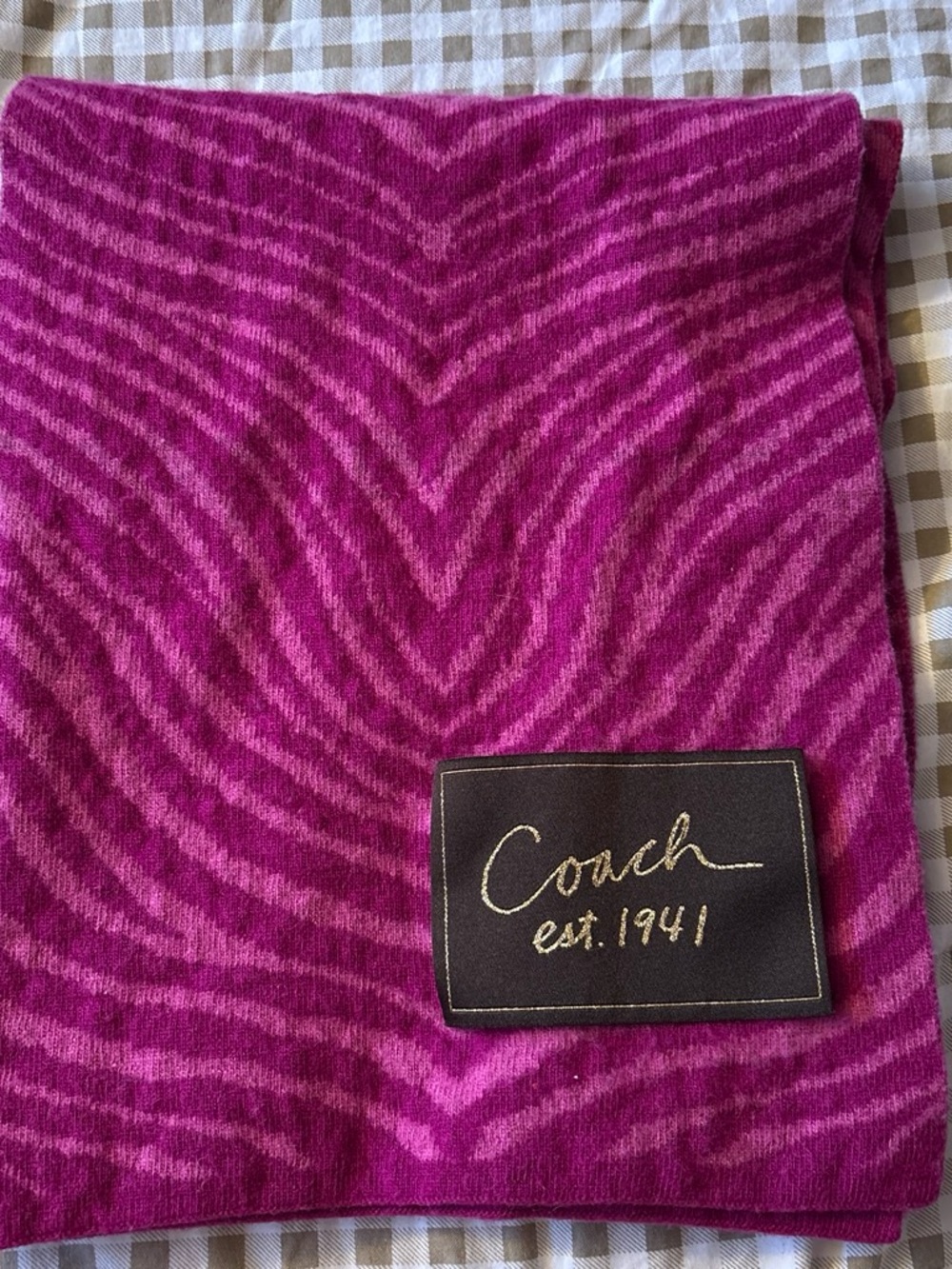Coach Pink Zebra Print Scarf
